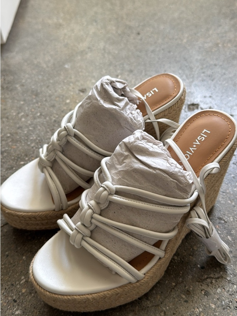 White Braided Espadrille Wedge Sandals